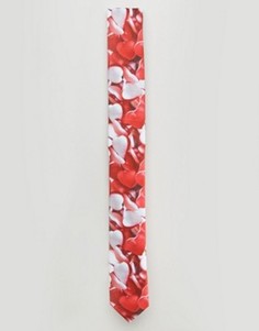 Галстук с принтом сердечек ASOS Valentines - Розовый