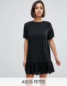 Цельнокройное платье мини с баской по краю ASOS PETITE - Черный