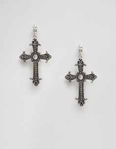 Серьги-подвески с крестом ASOS - Серебряный