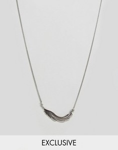 Ожерелье с подвеской-пером DesignB London - Серебряный