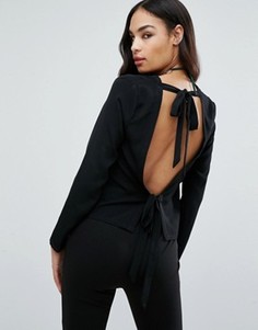 Блузка с длинными рукавами и открытой спиной Missguided - Черный