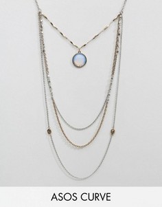 Длинное многорядное ожерелье с меняющим цвет камнем ASOS CURVE - Мульти