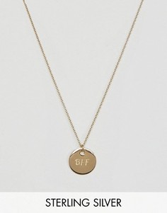Серебряное позолоченное ожерелье с диском BFF ASOS - Золотой