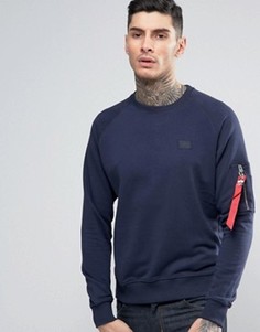 Темно-синий свитшот с круглым вырезом и логотипом Alpha Industries - Темно-синий