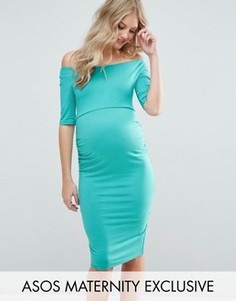 Платье для беременных с широкой горловиной ASOS Maternity - Зеленый
