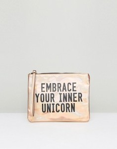 Косметичка с надписью Unicorn New Look - Золотой