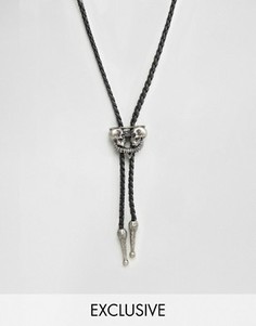 Ожерелье с завязкой и подвеской-черепом Reclaimed Vintage - Серебряный