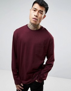 Красный длинный лонгслив с карманом ASOS - Красный