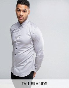 Строгая рубашка из атласной эластичной ткани Ted Baker TALL - Серый