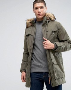 Парка с меховым капюшоном Jack &amp; Jones Premium - Зеленый