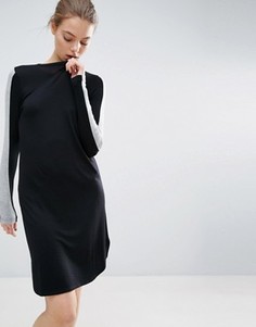 Облегающее платье миди с полосками на рукавах ASOS - Черный
