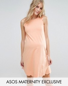 Цельнокройное платье для беременных с фигурной отделкой по краю ASOS Maternity - Розовый