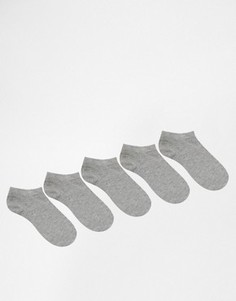 Комплект из 5 пар серых спортивных носков ASOS - Серый
