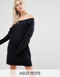 Трикотажное платье с открытыми плечами ASOS PETITE - Черный