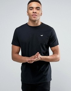 Черная футболка узкого кроя с круглым вырезом и логотипом Hollister Must Have - Черный