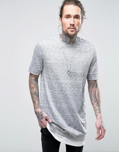 Длинная фактурная футболка с низом в стиле рубашки ASOS - Серый