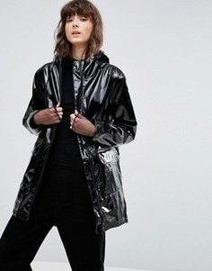 Виниловое лакированное пальто Weekday - Черный
