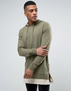 Обтягивающее худи с молниями по бокам и футболка ASOS - Бежевый