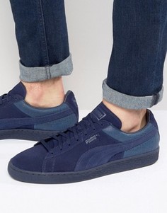 Синие классические замшевые кроссовки с тиснением Puma 36137202 - Синий