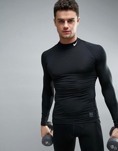 Черный лонгслив с высоким воротом Nike Training Compression 703090-010 - Черный