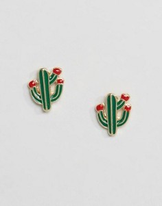 Серьги-гвоздики в форме кактуса ASOS - Зеленый