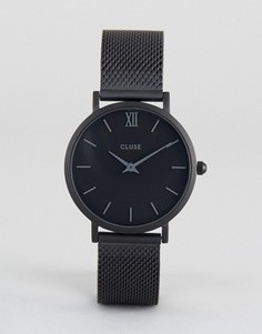 Черные часы с сетчатым ремешком Cluse Minuit - Черный