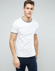 Футболка с круглым вырезом и отделкой Burton Menswear - Белый