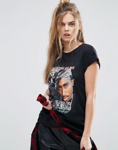 Футболка с принтом Тупака ASOS - Черный