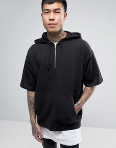 Черный oversize-худи с короткими рукавами ASOS - Черный