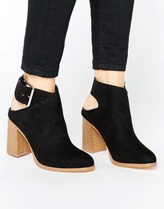 Туфли из искусственной замши на каблуке с ремешком на пятке New Look - Черный