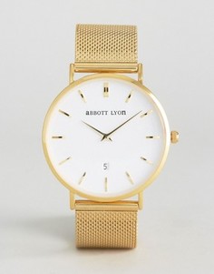 Часы с белым циферблатом и золотистым браслетом Abbott Lyon Kensington 40 - Золотой