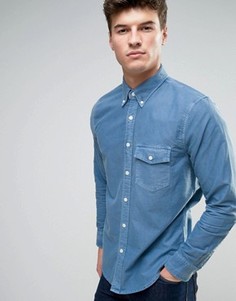 Темно-синяя облегающая оксфордская рубашка на пуговицах с карманом Abercrombie &amp; Fitch - Темно-синий