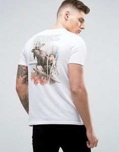Обтягивающая футболка с принтом лося Abercrombie &amp; Fitch - Белый