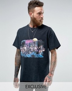 Reclaimed Vintage Oversized T-Shirt In Black With Wolf Print - Черный