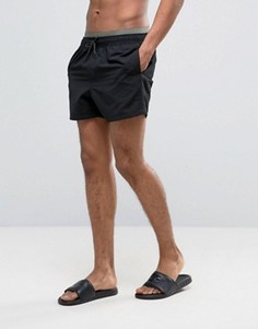 Короткие черные шорты для плавания с двойным поясом ASOS - Черный
