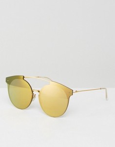 Круглые солнцезащитные очки с планкой и золотистыми стеклами ASOS - Золотой