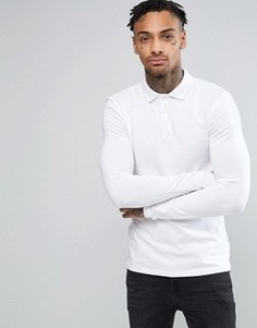 Белое обтягивающее поло с длинными рукавами ASOS - Белый