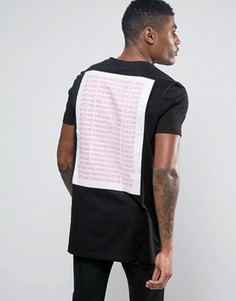 Удлиненная футболка с принтом на спине ASOS - Черный