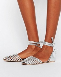 Кожаные туфли с завязками ASOS JOLA - Серебряный