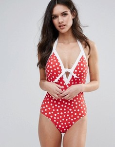 Слитный купальник в горошек Seafolly - Красный