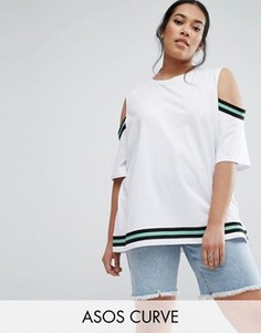 Футболка с полосатыми вставками ASOS CURVE - Белый