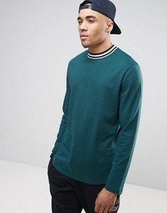 Зеленый длинный лонгслив с монохромной отделкой горловины ASOS - Зеленый