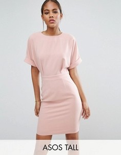 Тканое платье мини с V-образным вырезом сзади ASOS TALL - Розовый