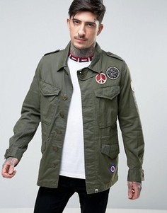 Куртка цвета хаки с нашивками и логотипом Pretty Green Jayton M65 - Зеленый