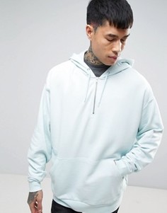 Голубой свободный худи с короткой молнией ASOS - Синий