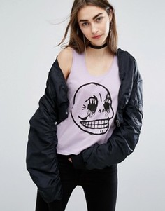 Короткая футболка с черепом Cheap Monday - Фиолетовый