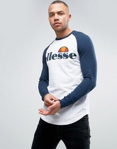 Обтягивающий лонгслив с большим логотипом Ellesse - Белый