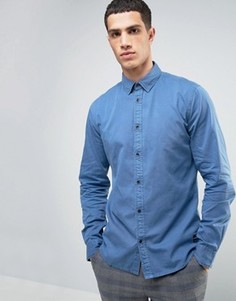 Джинсовая рубашка классического кроя с эффектом выцветания Solid - Синий