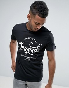 Футболка с круглым вырезом и принтом логотипа Jack &amp; Jones Originals - Черный