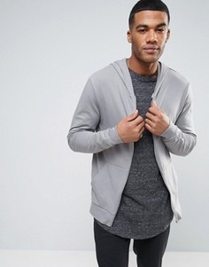 Серый худи на молнии облегающего кроя ASOS - Серый